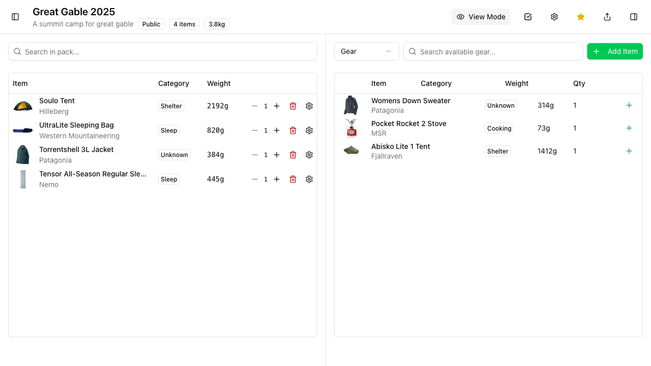PackTracker pack edit mode on desktop