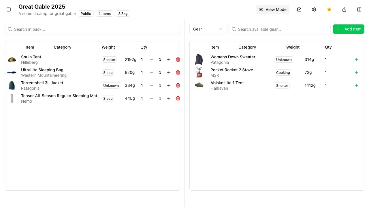 PackTracker pack edit mode on desktop